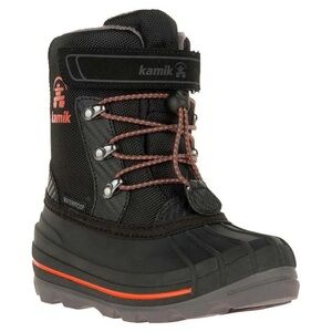 Kamik Youth Chuck Snow Boot in Black and Orange